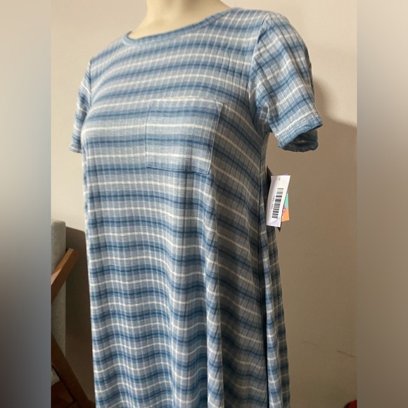 LuLaRoe Blue and White A-Line Midi Dress - Picture 2 of 11